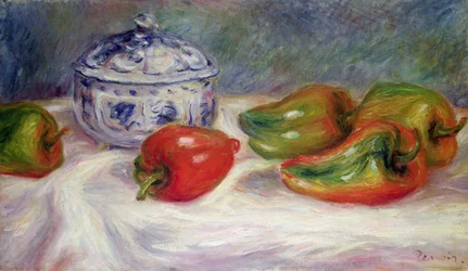 Natura morta con zuccheriera e peperoni rossi, c.1905